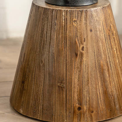 European Round Wood Iron Coffee Table