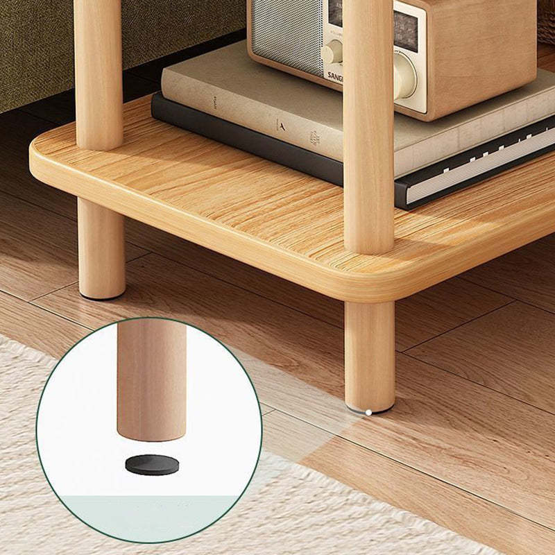 Japanese Wood Rectangular 3-Tier End Table