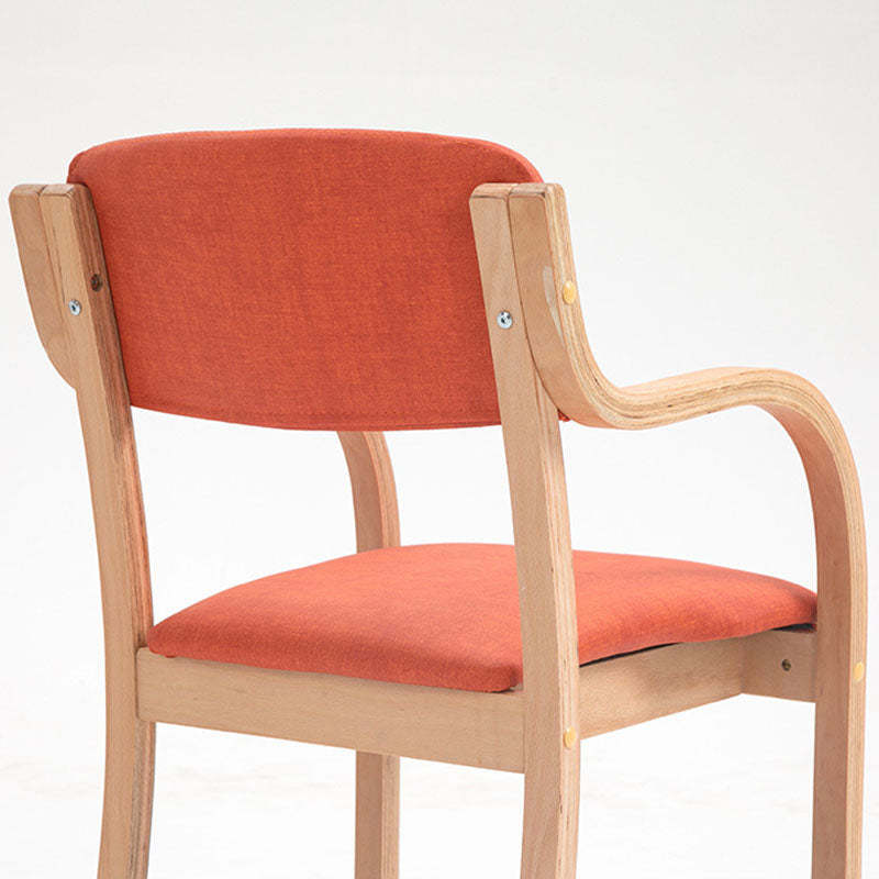Modern Fabric Wood Curved Dining Chair