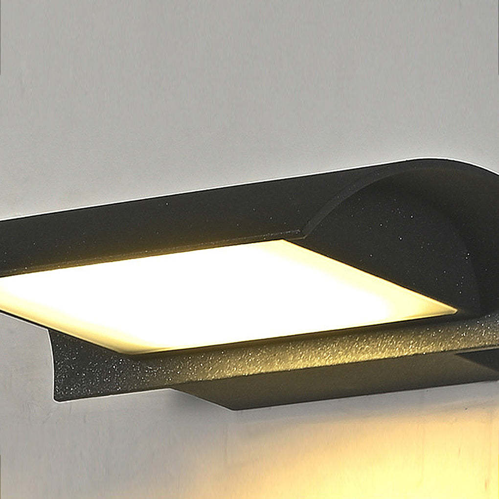 Curved Outdoor Waterproof LED Black Modern Minimalist Wall Lamp Exterior Lighting-Lighom