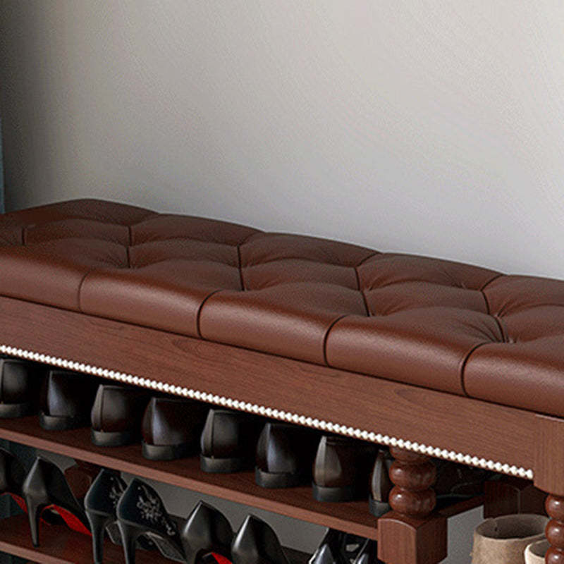 Scandinavian Microfiber Leather Wood Shoe Storage 3-Shelf