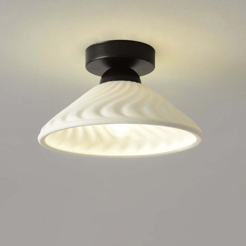 Modern Ceramic Disc Semi-Flush Ceiling Light