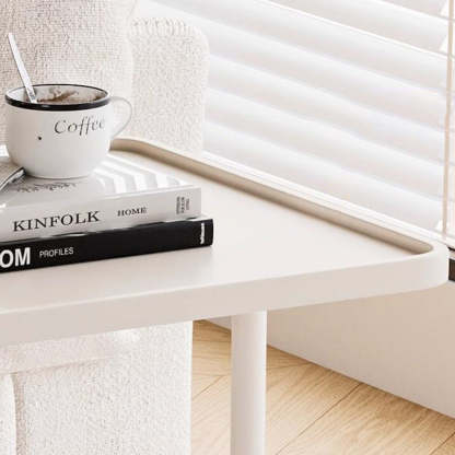 Minimalist Iron Leather Rectangular Movable End Table 2-Tier
