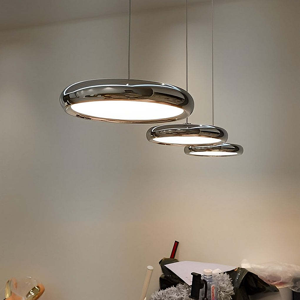 Minimalist Round Mirrored Aluminum Acrylic LED Chandelier