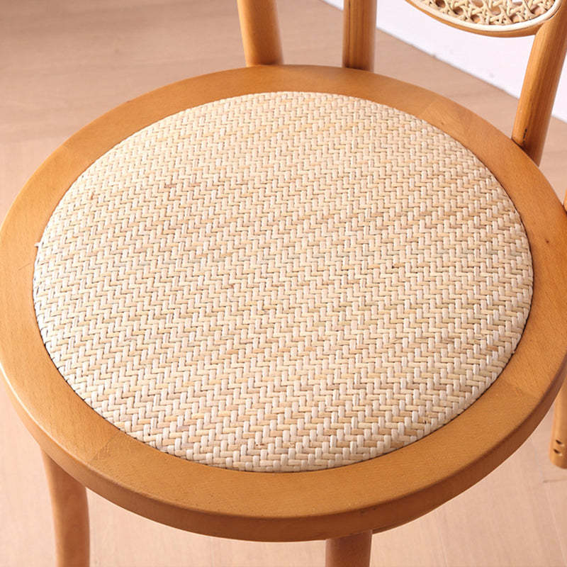 Vintage Rattan Woven Wooden Dining Chair — Wood Color / Wood