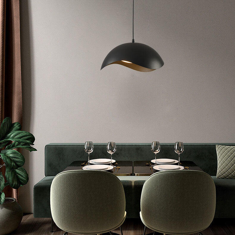 Black aluminum wave dome pendant lighting - nordic — Small / Natural White (4000K) / Matte Black
