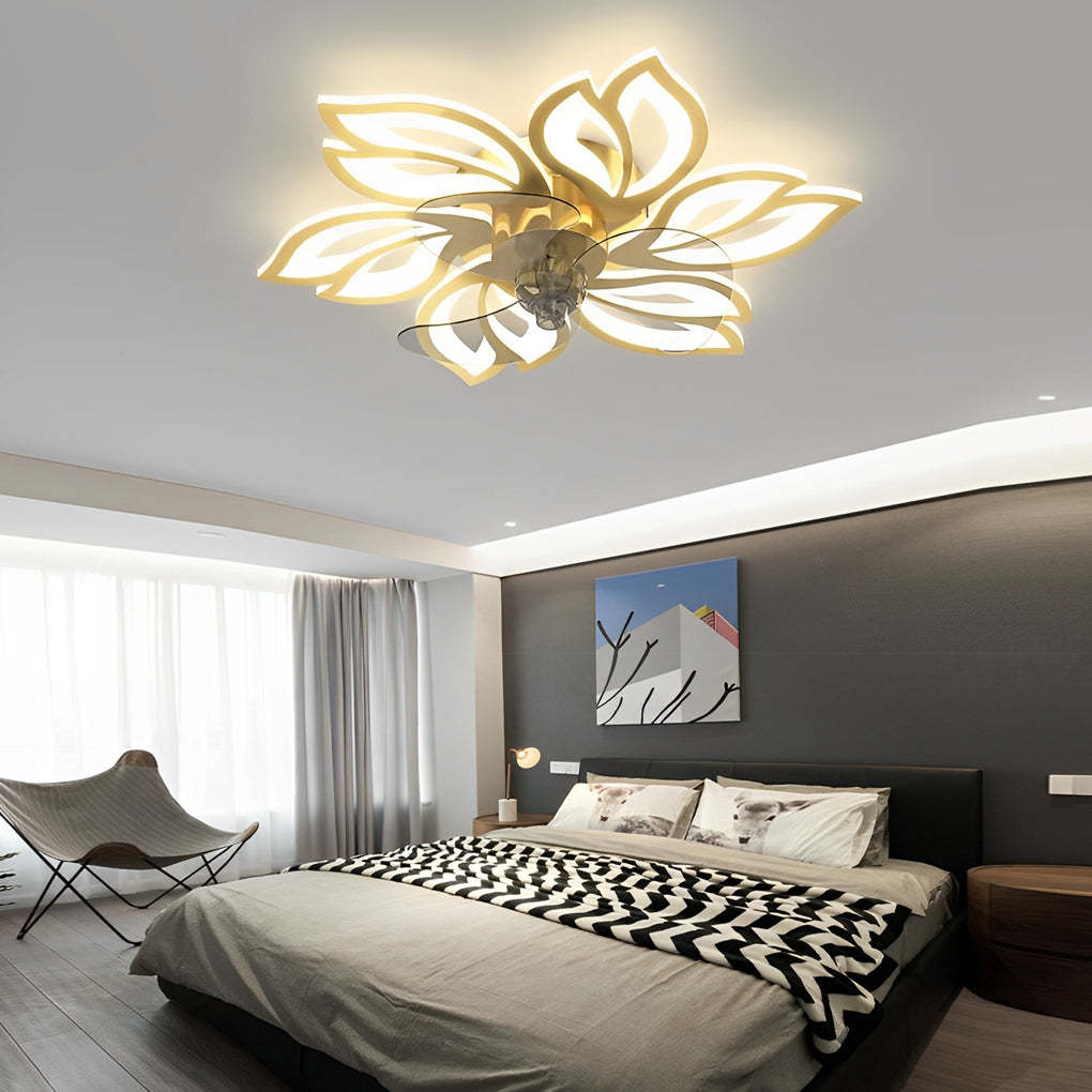 Flower Smart Silent Dimming LED Modern Fan