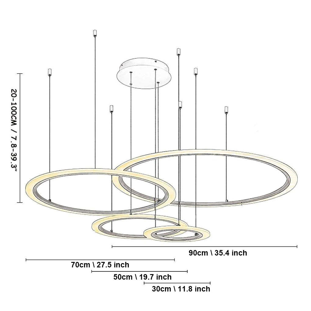 4-Circle Artistic Dimmable LED Modern Pendant