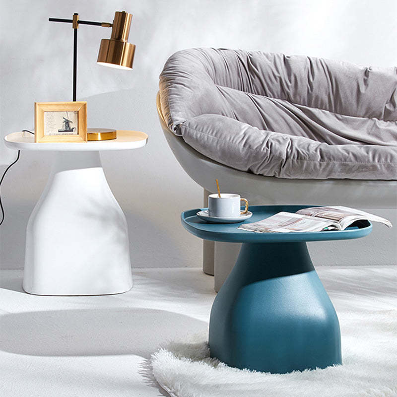 Scandinavian Round Column Plastic Coffee Table — Short / Yellow