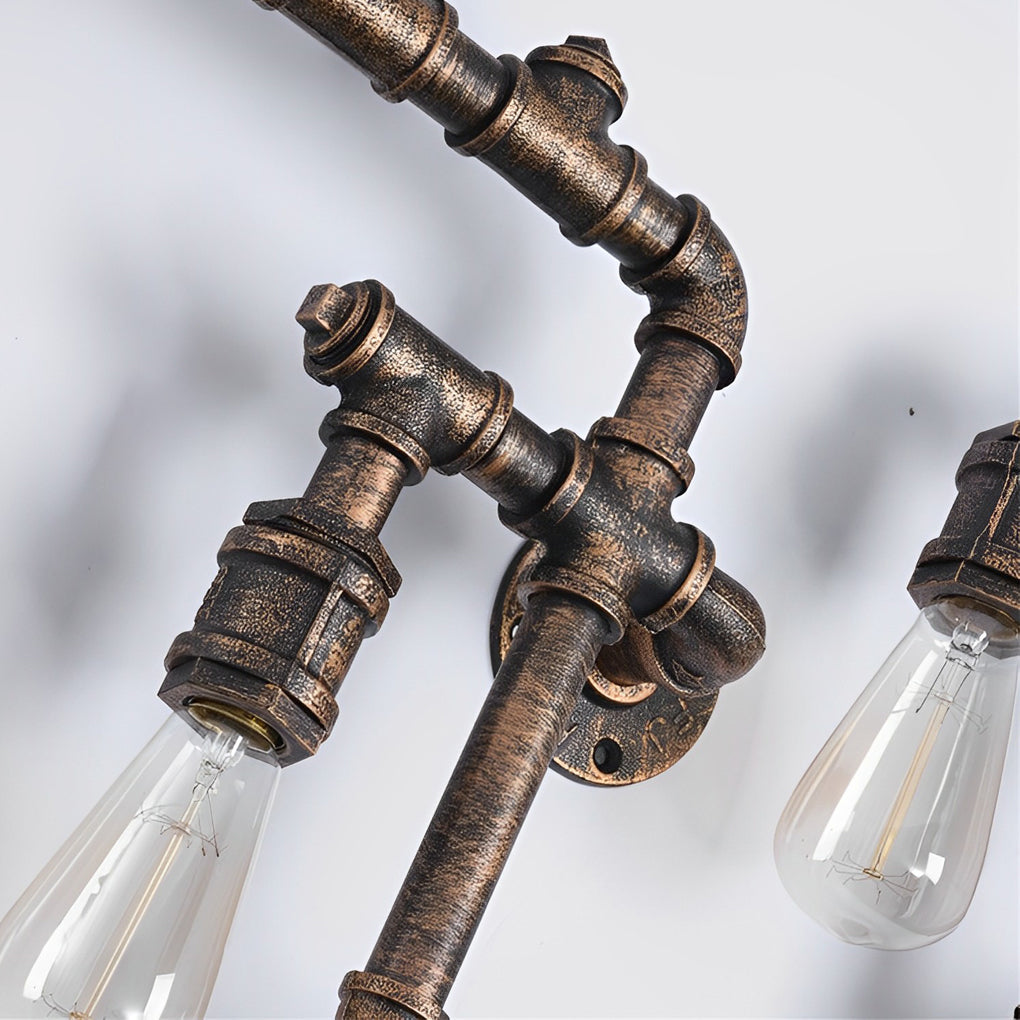Vintage Iron Water Pipes Retro Creative Industrial Style Wall Light Fixture-Lighom