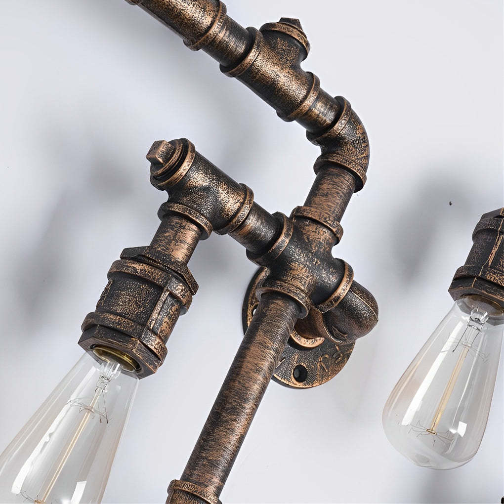 Vintage Iron Water Pipes Retro Creative Industrial Style Wall Light Fixture-Lighom