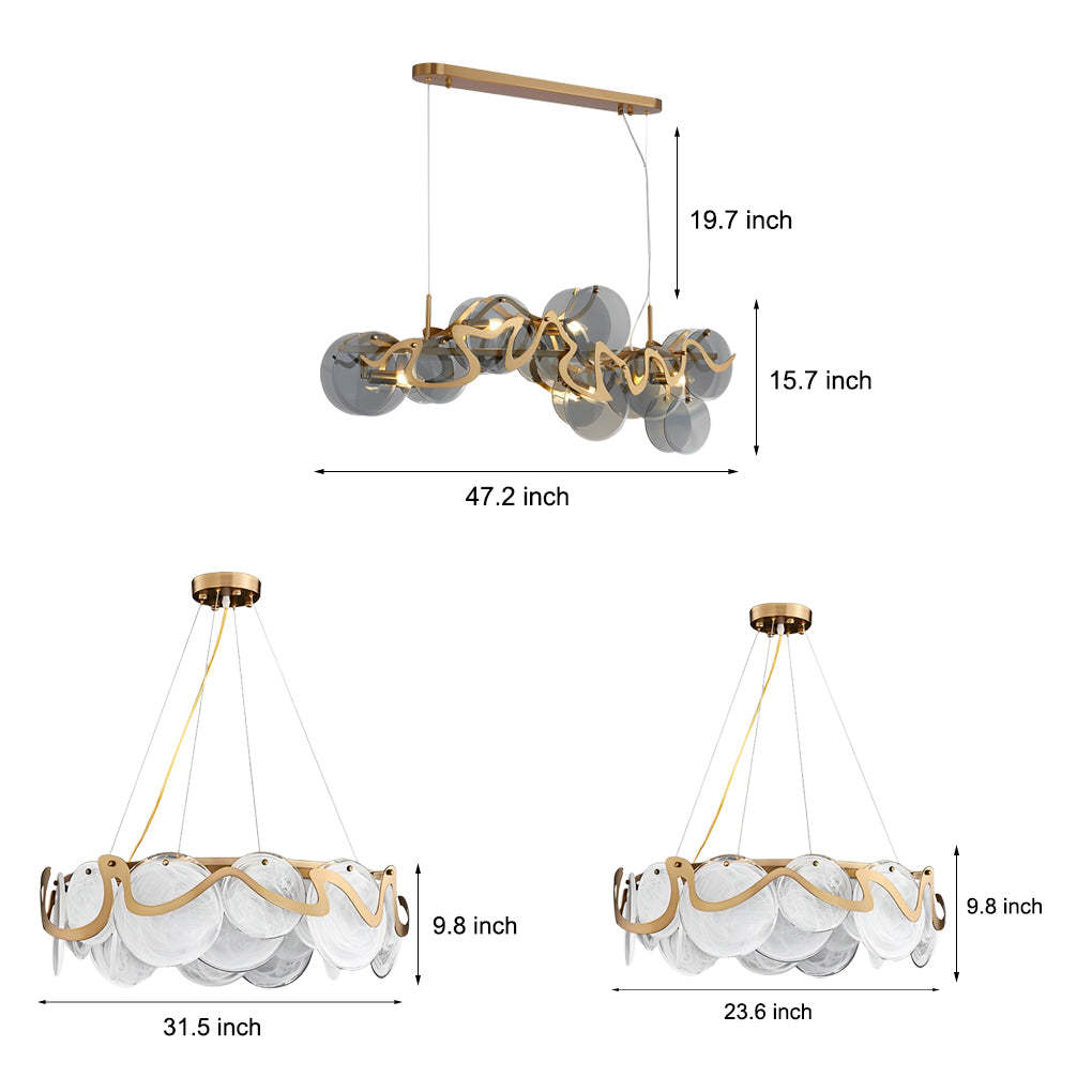 Round Art Glass Iron LED Nordic Pendant