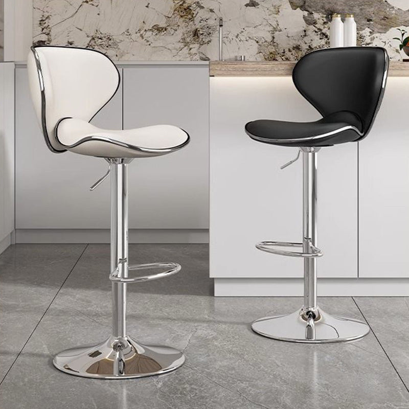 Minimalist Napa Leather Metal Bar Stool — White