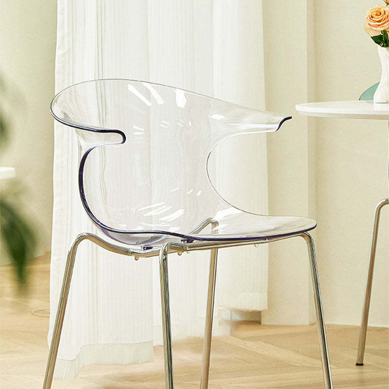 Minimalist Curved Plastic Metal Dining Chair