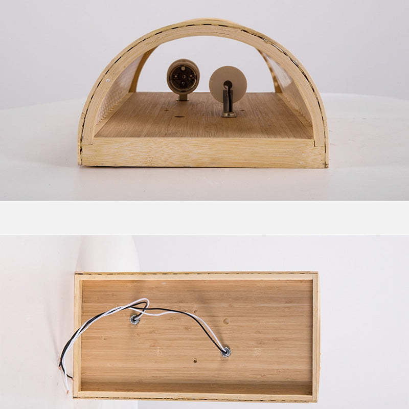 Japanese Woven Bamboo Semicircular Cylinder Sconce