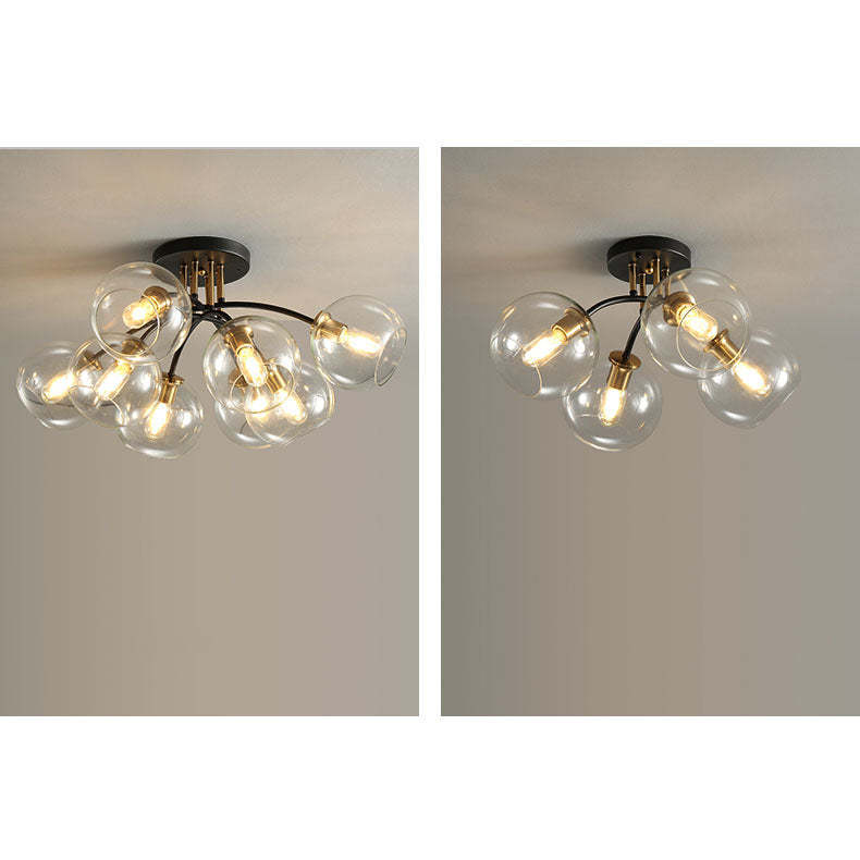 Modern Glass Magic Bean Round Semi-Flush Ceiling Light