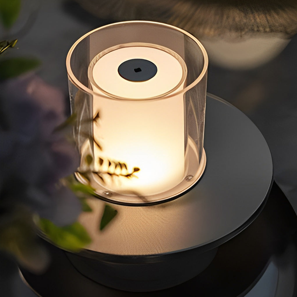 Modern Cordless Cylinder Candle Dish Lamp
