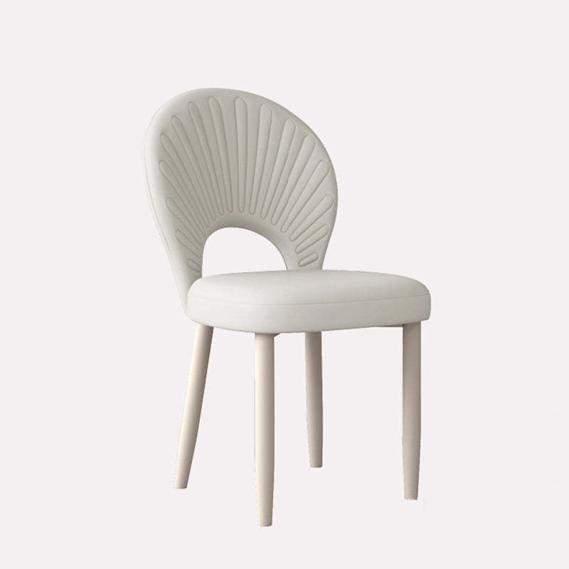 Minimalist Half-Round PU Leather Iron Dining Chair