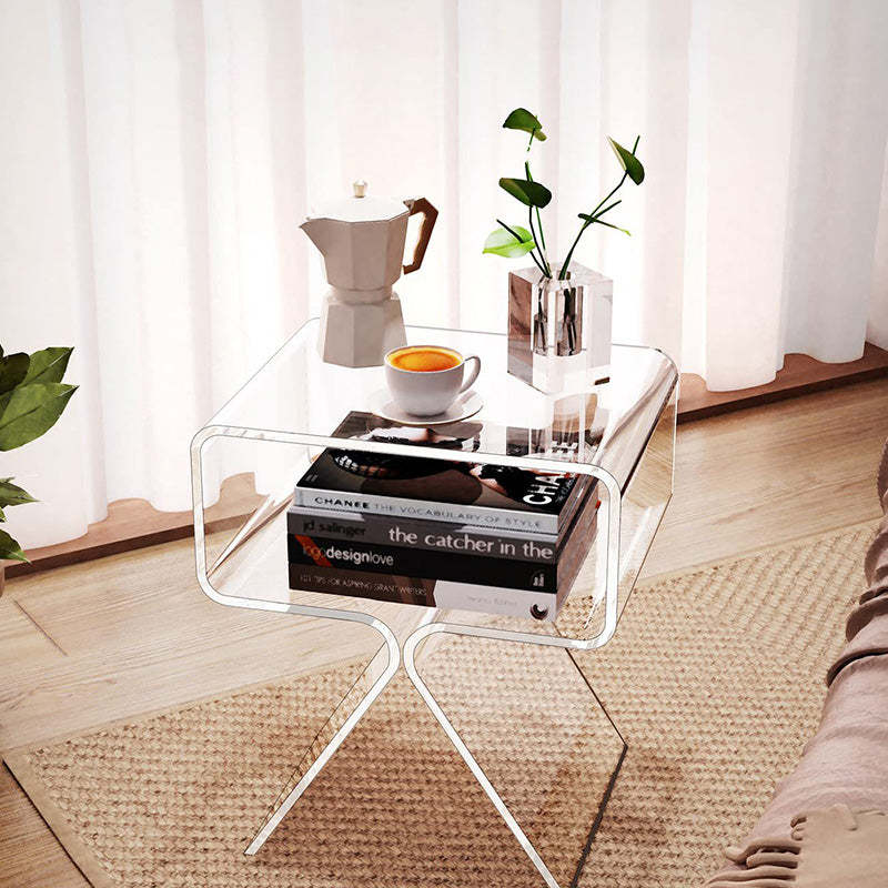 Minimalist Rectangular Acrylic 2-Tier End Table