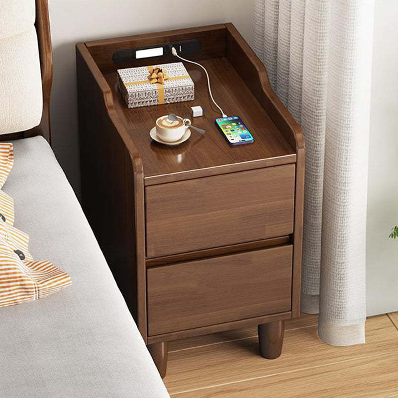 Minimalist 2-drawer sensor nightstands in wood — 9.84" L x 15.75" W x 19.69" H / Walnut