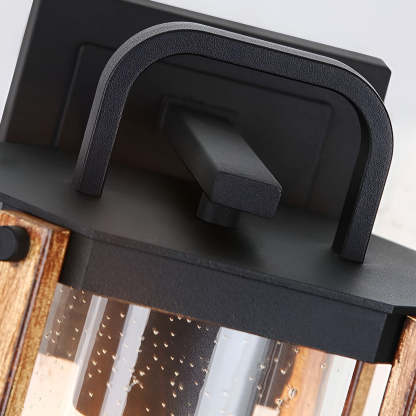 Lantern Shaped Waterproof Glass Black Industrial Outdoor Wall Sconce Lighting-Lighom