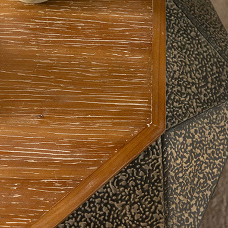 Retro Polygon Iron Pine Coffee Table