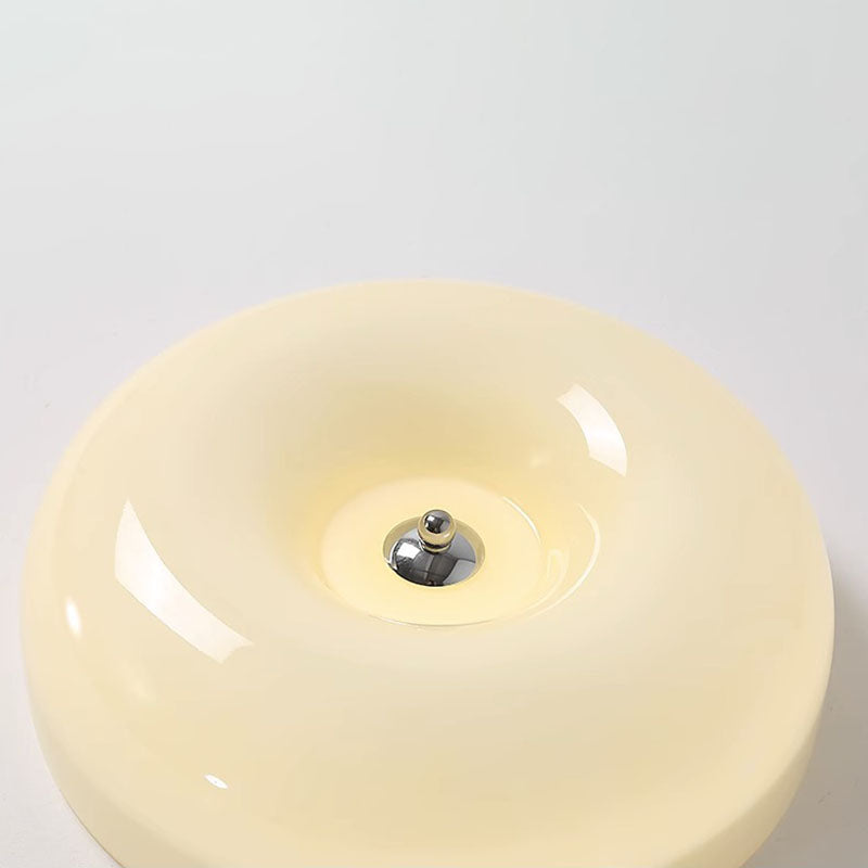 Nordic Creamy Yellow Pudding Glass Iron LED Flush Light