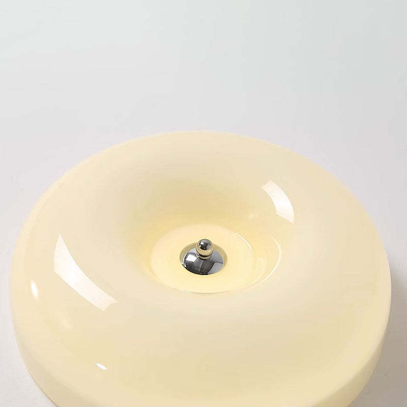 Nordic Creamy Yellow Pudding Glass Iron LED Flush Light