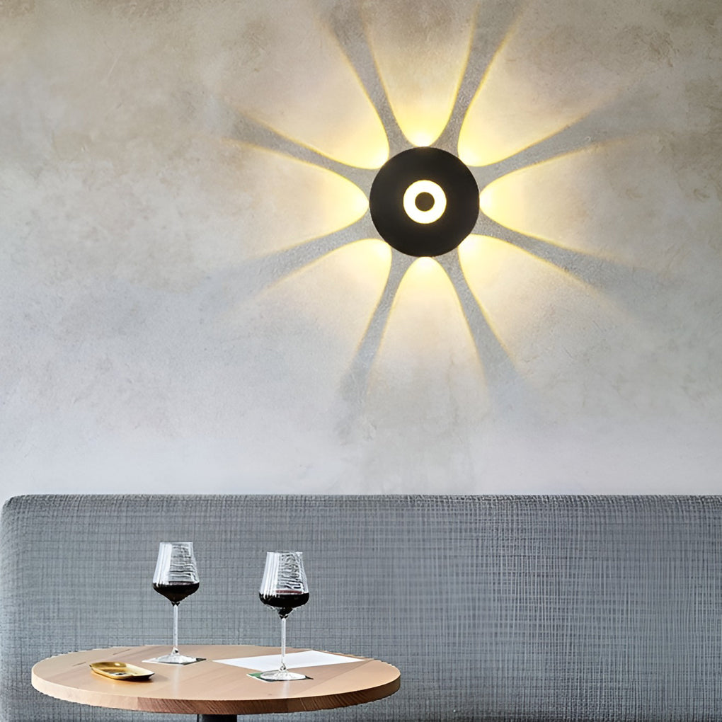 Round Waterproof LED Black Modern Wall Washer Sconce
