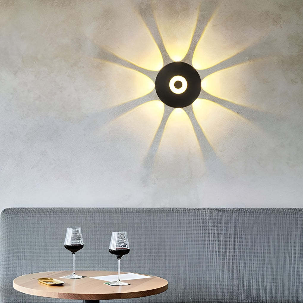 Round Waterproof LED Black Modern Wall Washer Sconce