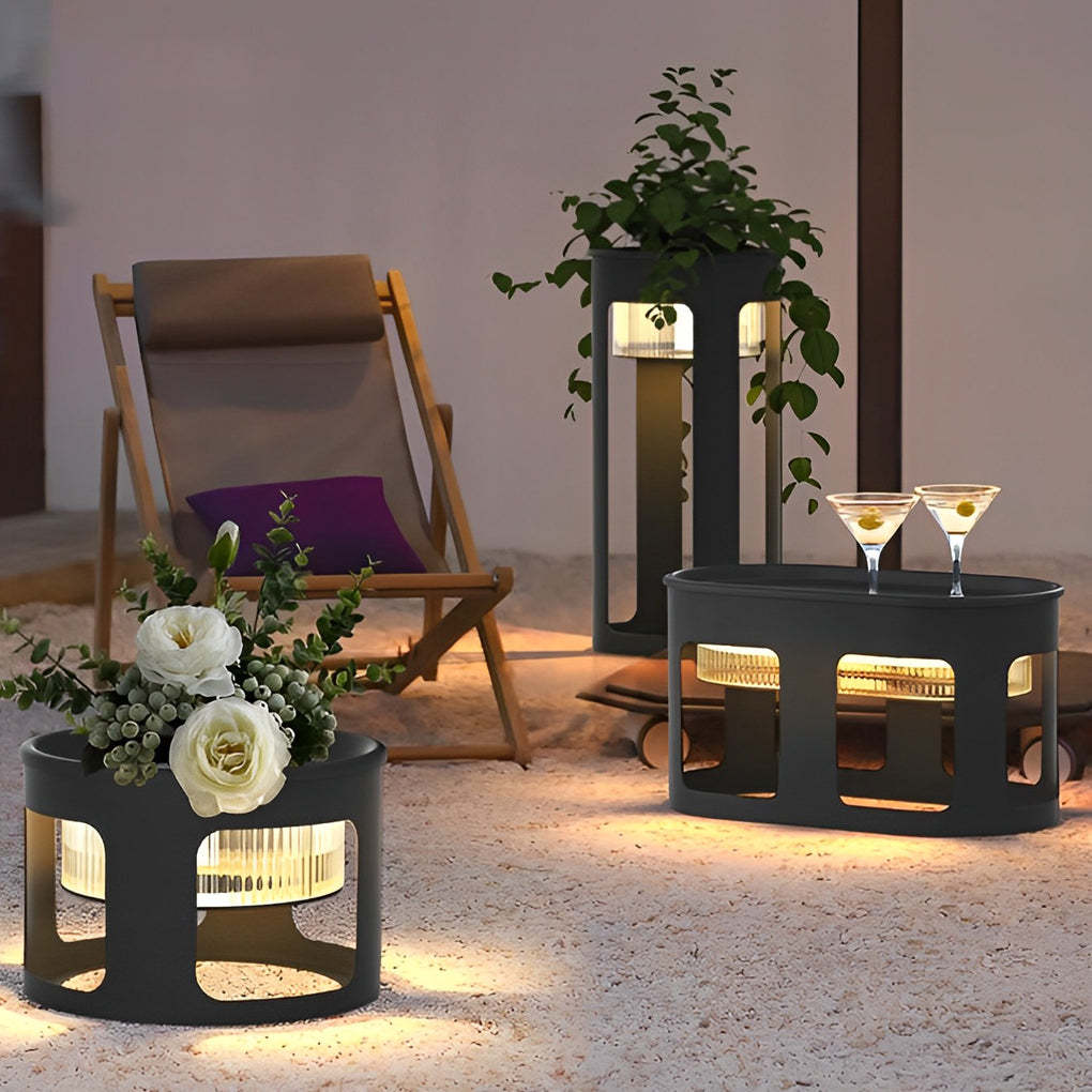 Round Solar LED Under-Table Outdoor Table Lamp