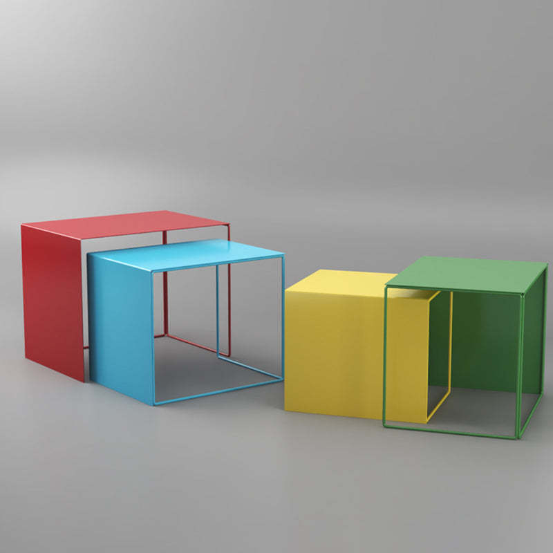 Minimalist Square Iron Nesting Side Table — Gray