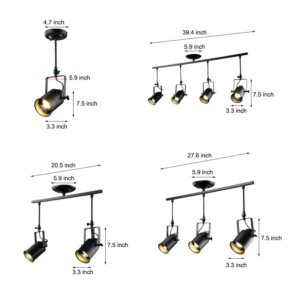 Adjustable Retro Iron LED Black Industrial Spotlight