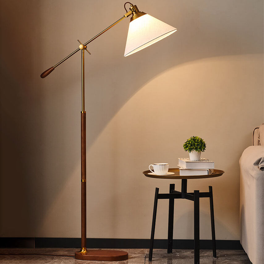 Nordic cone ash floor lamps in metal — Black Walnut & White Shade / 220V-240V (UK/AU)