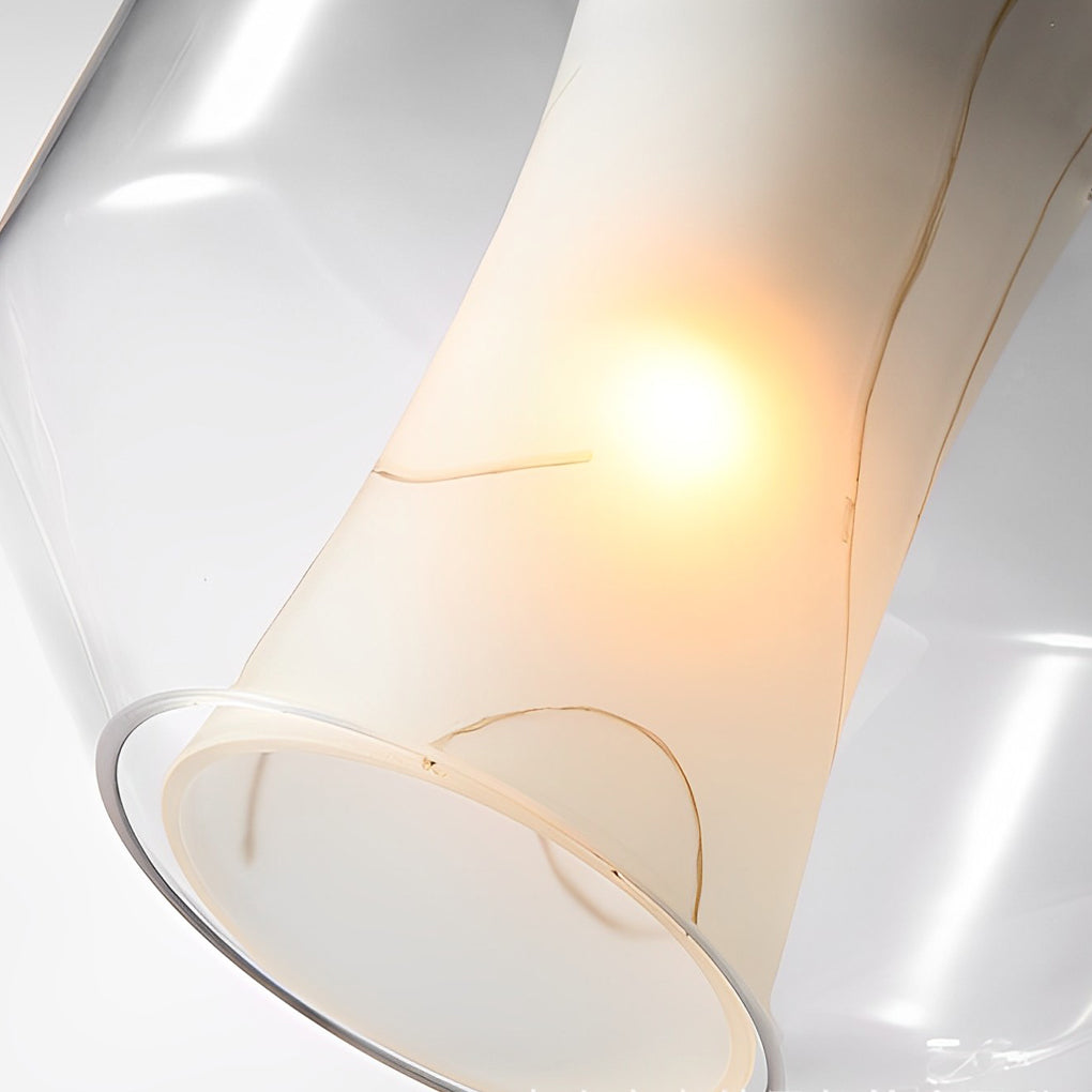 Double Glass Shade Metal Postmodern Pendant