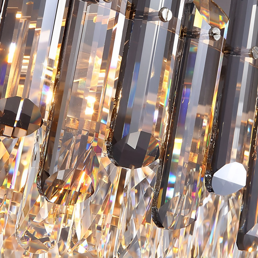 Multilayer Oval Crystal Plated Modern Chandelier