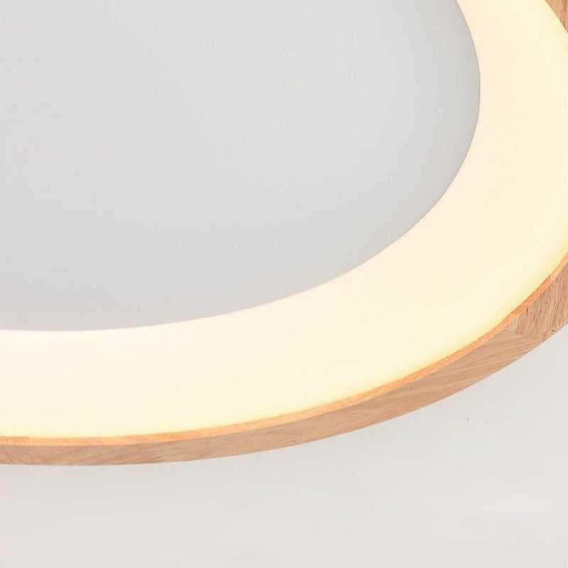 Nordic Wood Frame Acrylic Round LED Flush Mount Light