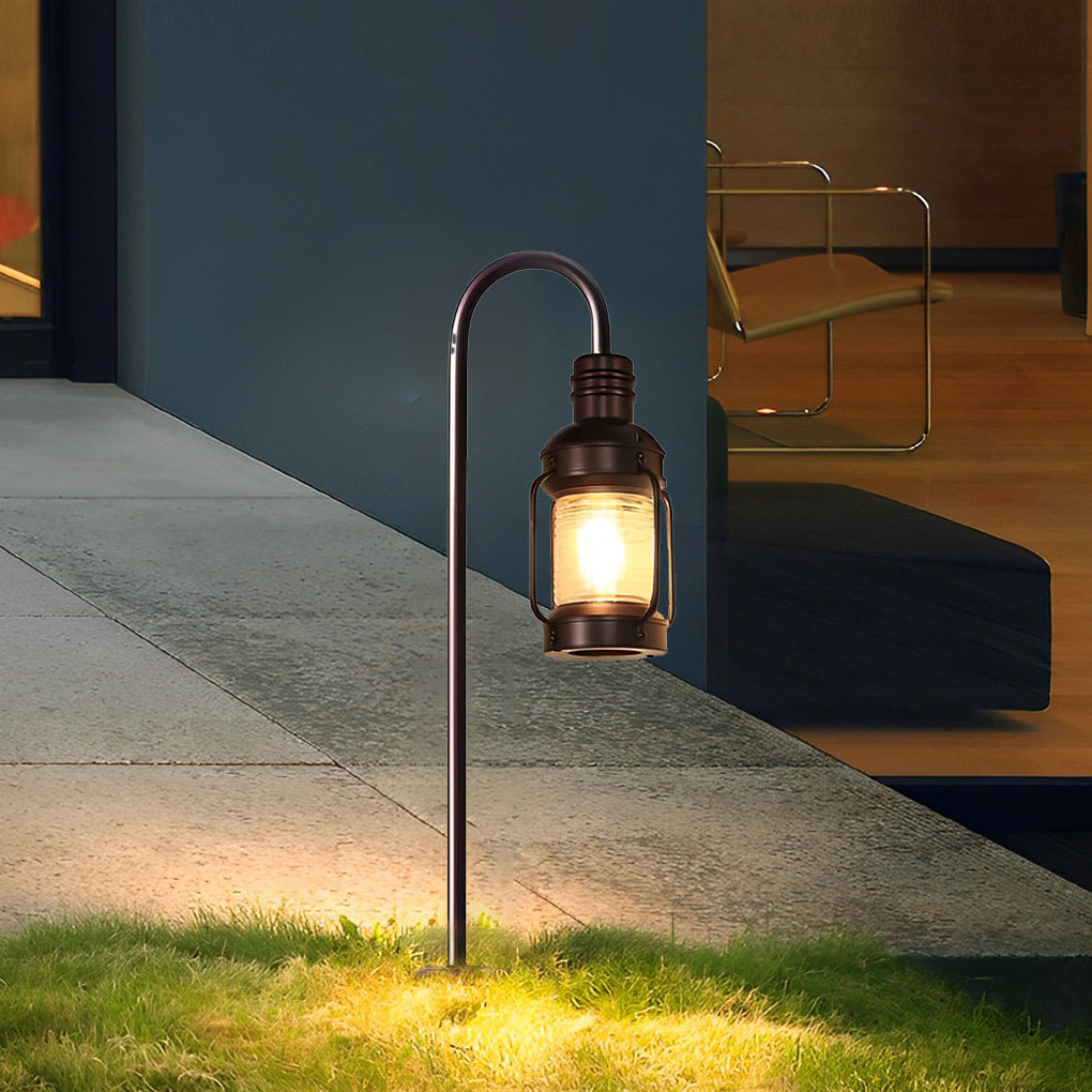 Modern lantern lawn brown aluminum outdoor wall lighting — Set of 2