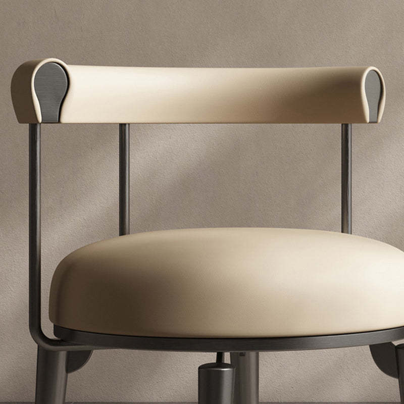 Nordic Round Leather Steel Dining Chair
