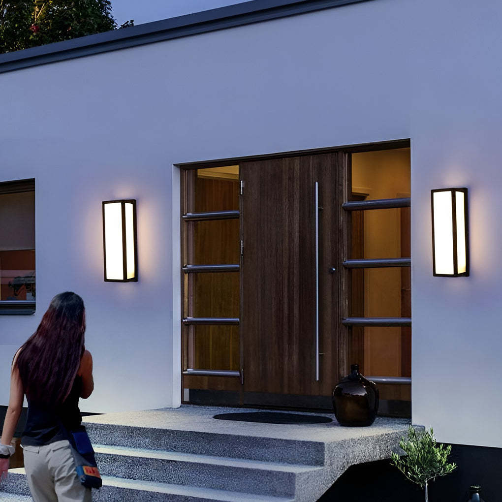 Rectangle LED Motion Sensor Black Modern Wall Sconce