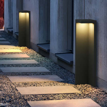 Half-Cut Rectangular Fixture Modern Outdoor Path Light in Gray, LED 4.5W, IP54 Waterproof-Lighom