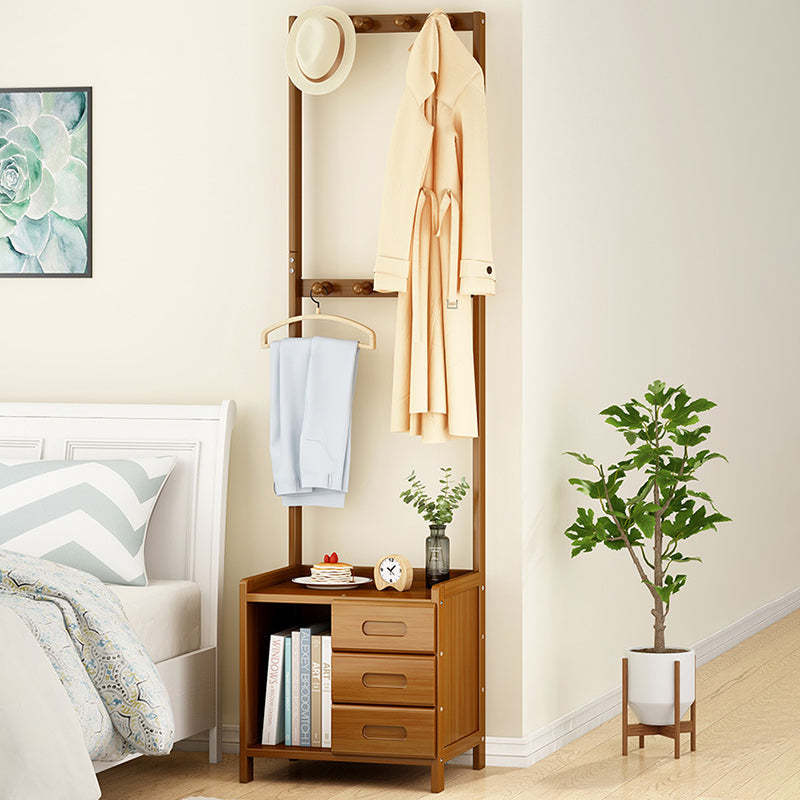 Minimalist Bamboo Coat Rack Nightstand 1/3-Drawer