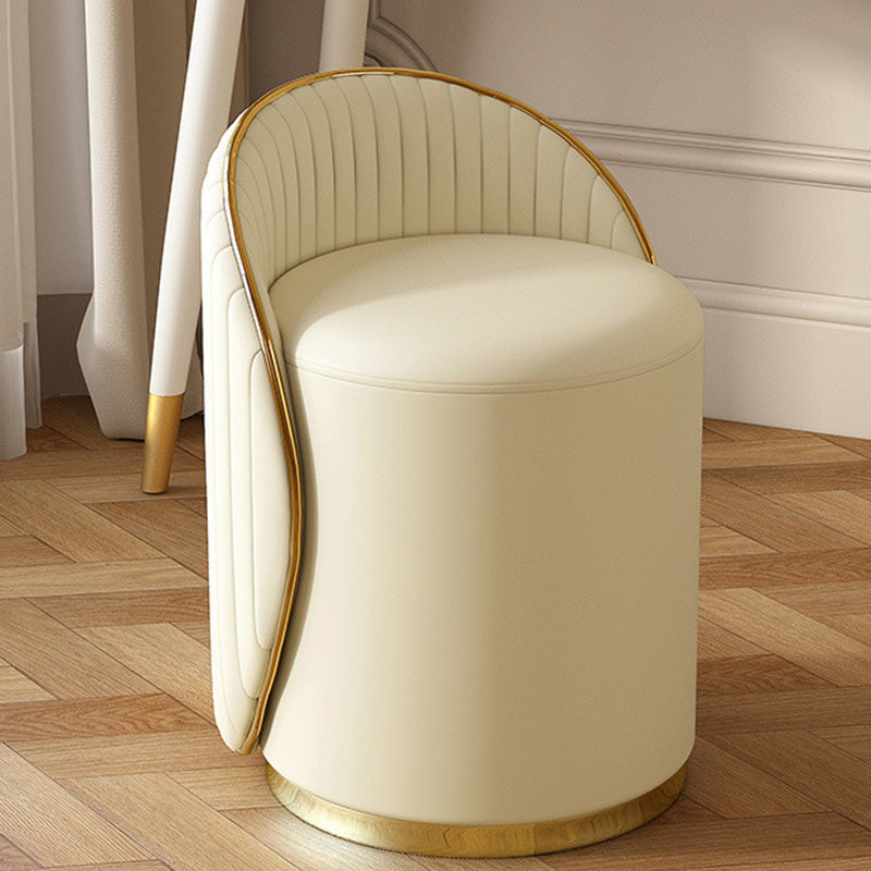 Minimalist Cylinder Iron Leather Vanity Stool