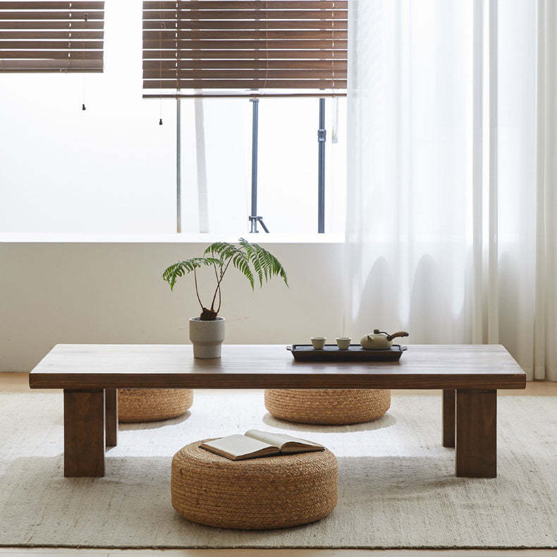 Japanese Wood 4-Leg Rectangular Coffee Table