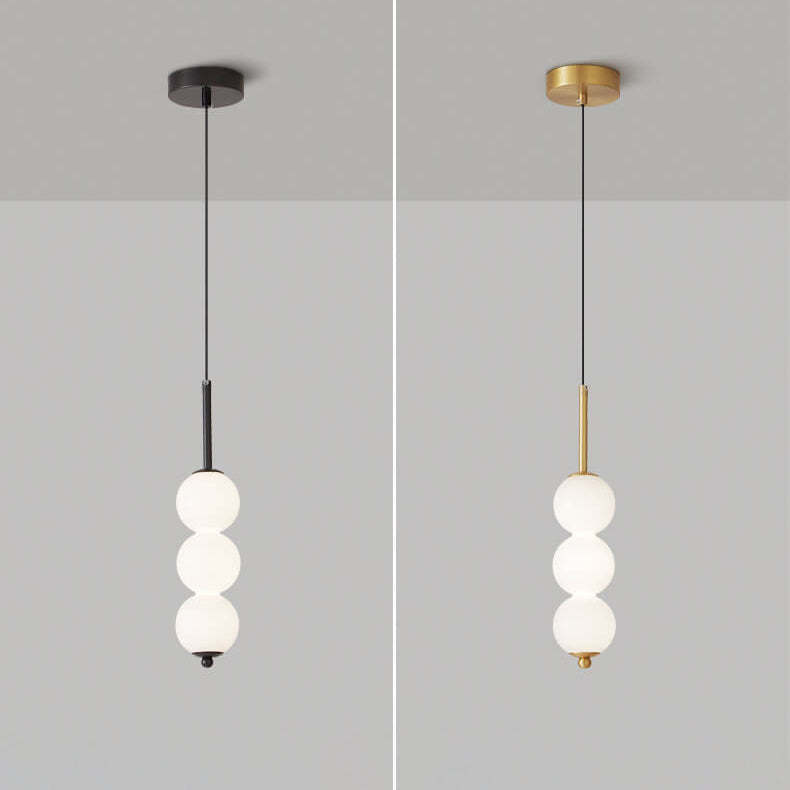 Nordic Brass Spherical Glass Strip LED Pendant Light