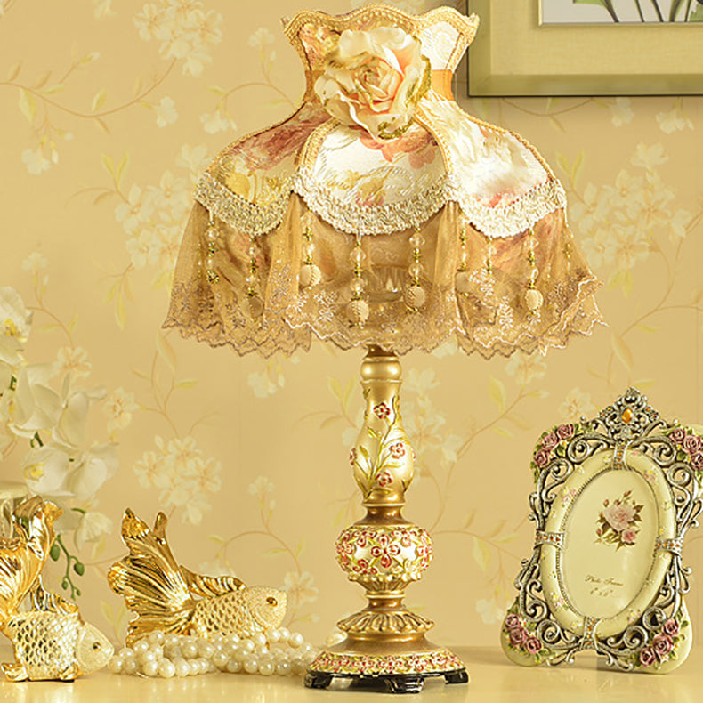 Scandinavian Sculpted Floral Resin Table Lamp