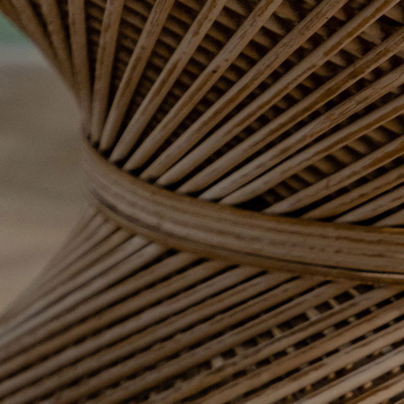 Japanese Round Rattan End Table