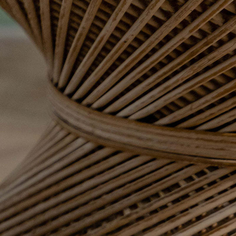 Japanese Round Rattan End Table