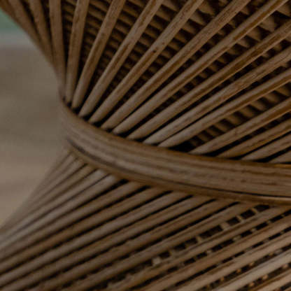 Japanese Round Rattan End Table