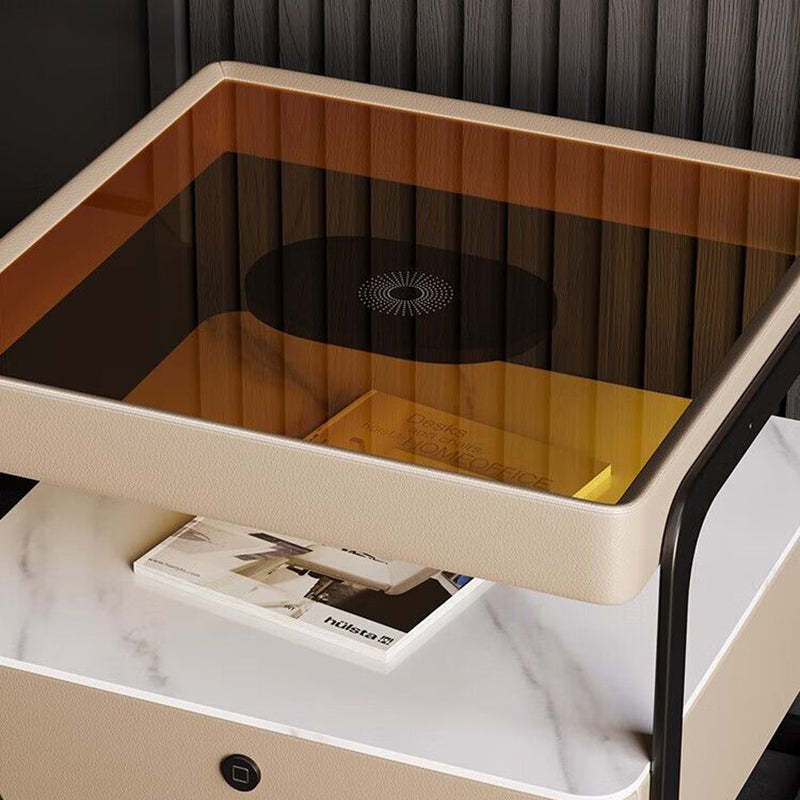 Minimalist Glass Nightstand 1-Drawer